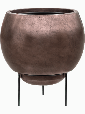 Baq Metallic Silver leaf, Globe Elevated Matt Coffee (with liner + foot) (⌀34 ↕31)