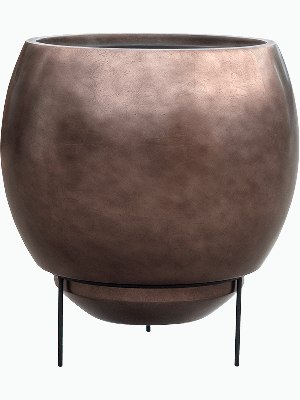 Baq Metallic Silver leaf, Globe Elevated Matt Coffee (with liner + foot) (⌀48 ↕45)