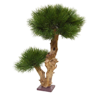 Bonsai Faux Pine artificial 55 cm na base de madeira 