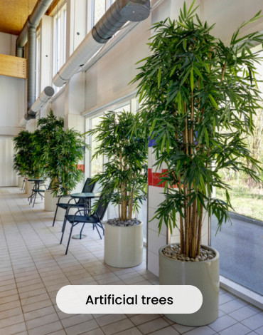 Artificial tree used as a decorative item indoors