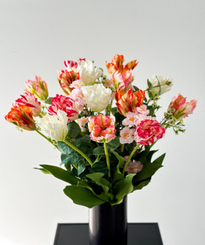 Artificial bouquet with typical spring flowers